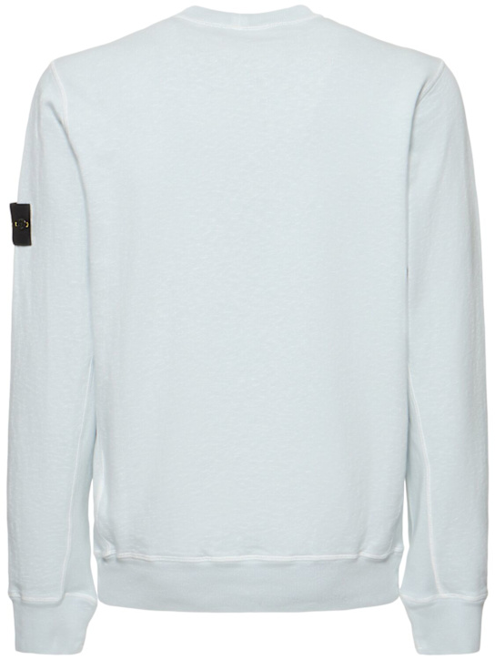 Stone Island: Crewneck cotton sweatshirt - Sky Blue - men_3 | Luisa Via Roma