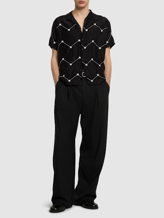 Harago: Beaded silk s/s shirt - men_1 | Luisa Via Roma