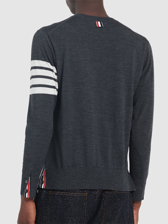 Thom Browne: Wool crewneck sweater - Dark Grey - men_2 | Luisa Via Roma