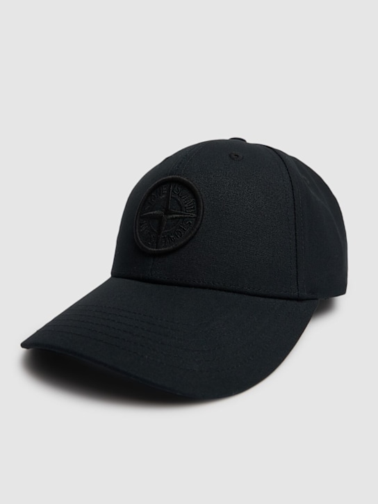 Stone Island: Cotton logo baseball cap - Black - men_2 | Luisa Via Roma