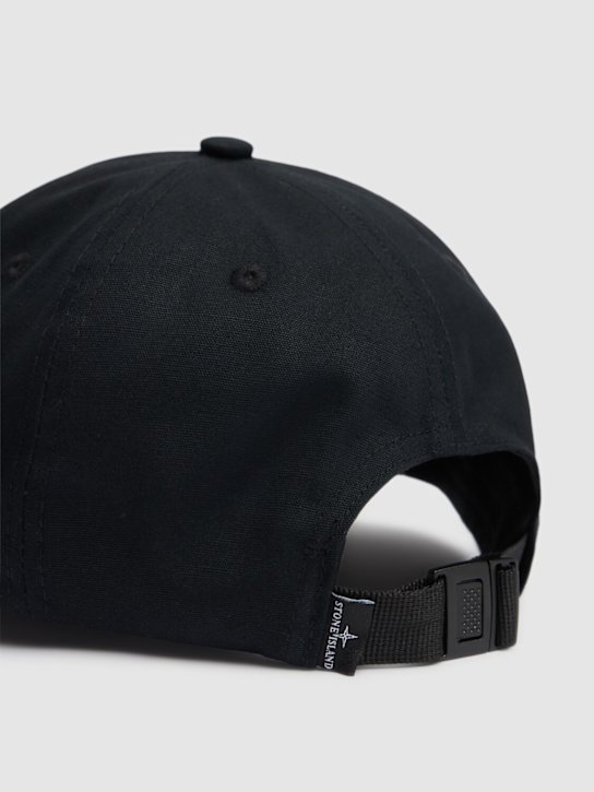 Stone Island: Cotton logo baseball cap - Black - men_3 | Luisa Via Roma