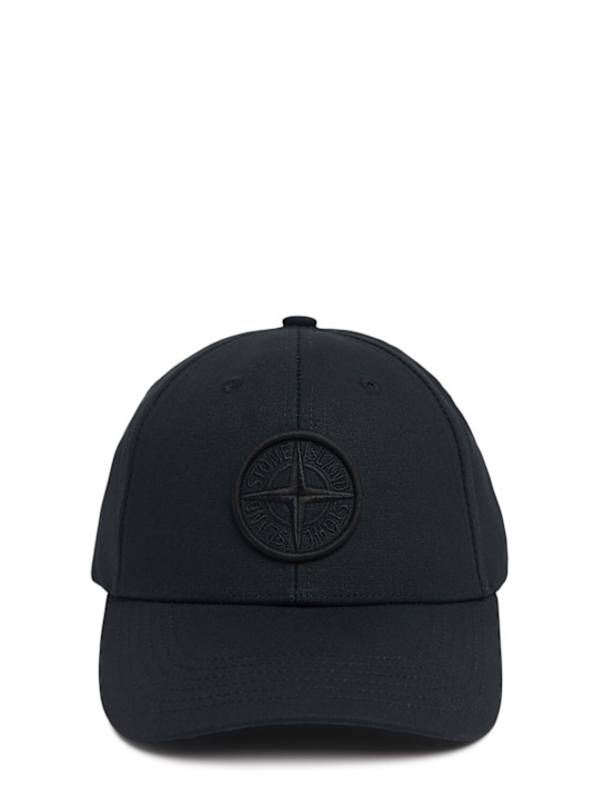 Stone Island: Cotton logo baseball cap - Black - men_0 | Luisa Via Roma