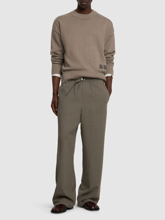 AMI Paris: Wool gabardine pants - Smoke Grey - men_1 | Luisa Via Roma
