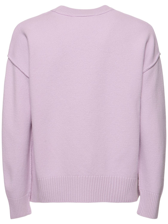 AMI Paris: ADC wool crewneck sweater - Purple/Pink - men_3 | Luisa Via Roma