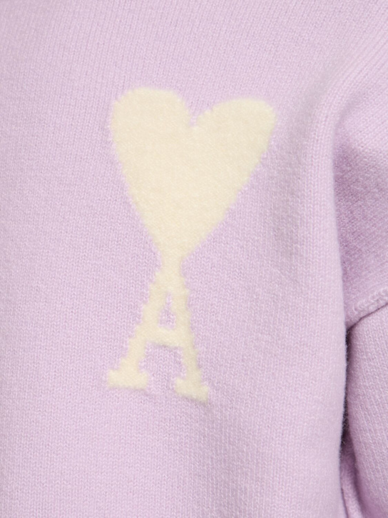AMI Paris: ADC wool crewneck sweater - Purple/Pink - men_4 | Luisa Via Roma