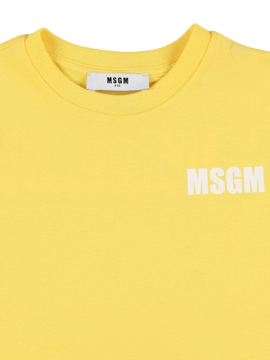 MSGM: Printed cotton jersey t-shirt - Yellow - kids-girls_1 | Luisa Via Roma