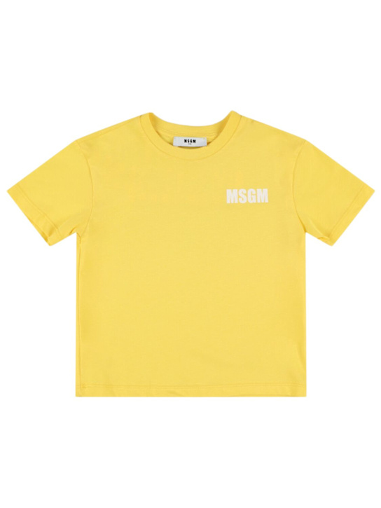 MSGM: Printed cotton jersey t-shirt - Yellow - kids-girls_0 | Luisa Via Roma