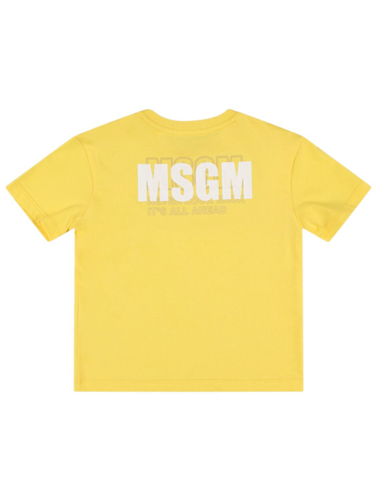 MSGM: Printed cotton jersey t-shirt - Yellow - kids-girls_2 | Luisa Via Roma