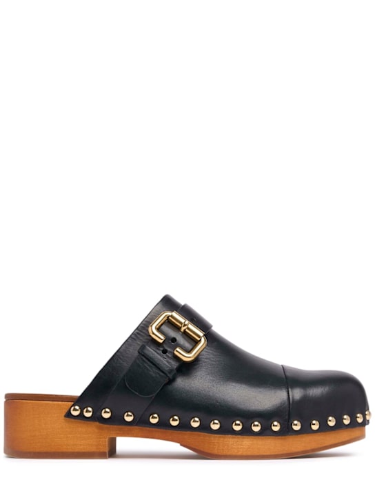 Chloé: 50mm Jeannette leather clogs - Black - women_0 | Luisa Via Roma
