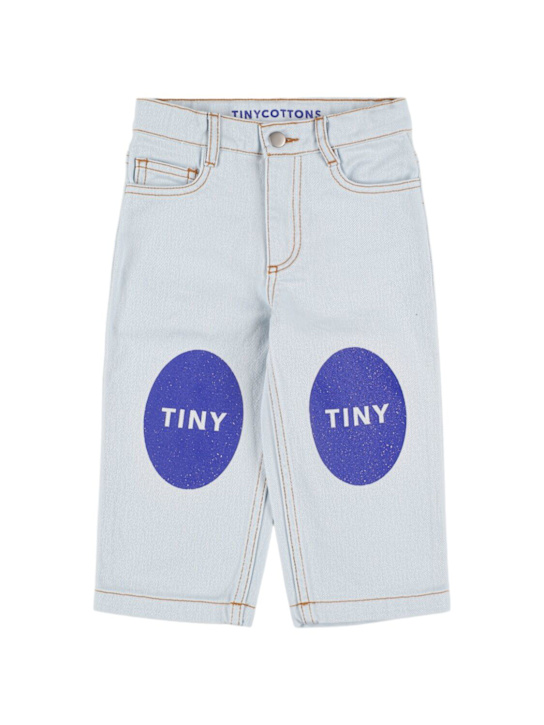 Tiny Cottons: Pantaloni in twill di cotone stampato - Celeste - kids-girls_0 | Luisa Via Roma