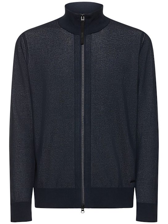 Alphatauri: Fawan zip-up cardigan - Marine Blue - men_0 | Luisa Via Roma