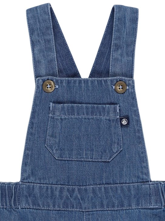 Petit Bateau: Cotton chambray overalls - Blue - kids-girls_1 | Luisa Via Roma