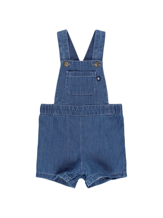 Petit Bateau: Cotton chambray overalls - Blue - kids-girls_0 | Luisa Via Roma