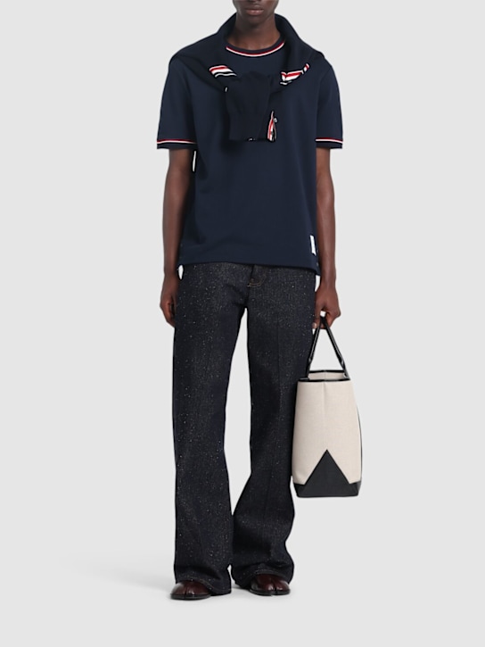 Cotton crewneck t-shirt w/ribbed trim - Thumbnail 2