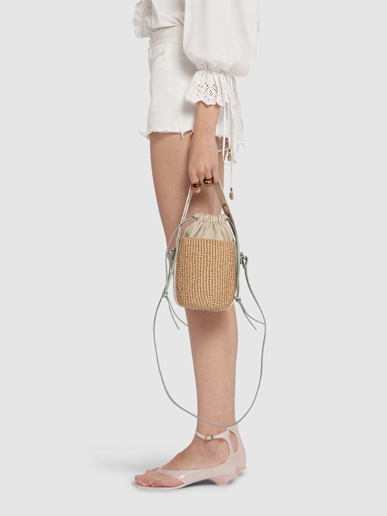 Chloé: Woody raffia top handle bucket bag - Bluish Green - women_1 | Luisa Via Roma
