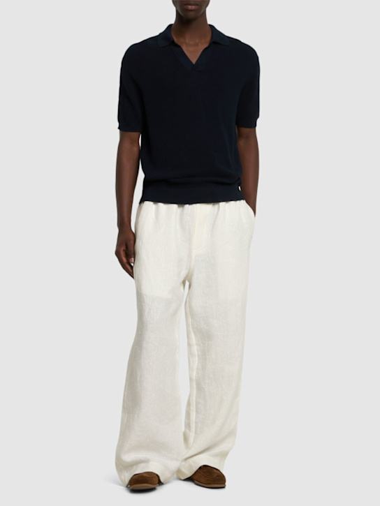 Frescobol Carioca: Rino STR salt & pepper stitch polo - Navy - men_1 | Luisa Via Roma