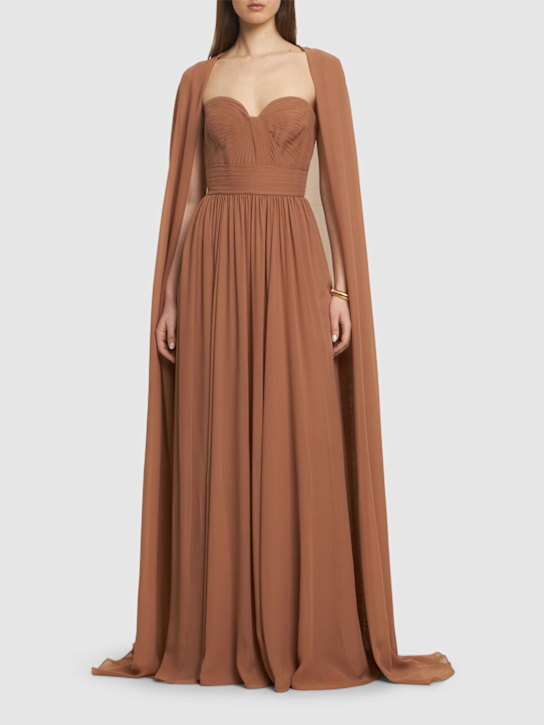Elie Saab: Strapless silk long dress - women_1 | Luisa Via Roma