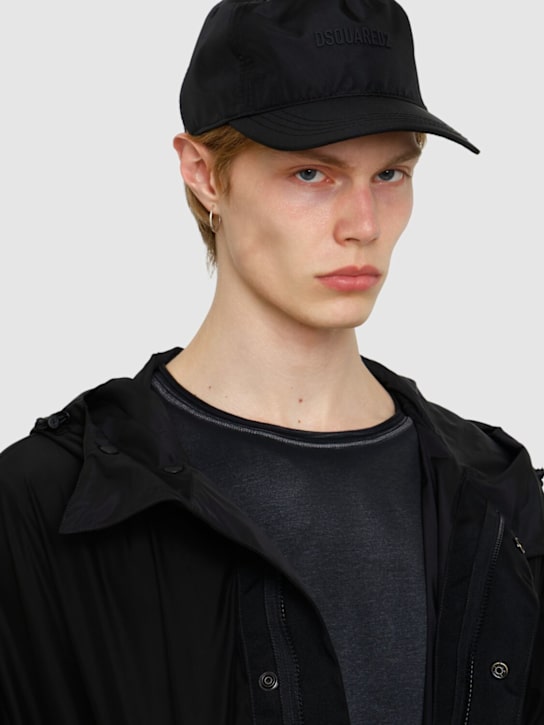 Dsquared2: Cotton logo cordura baseball hat - Black - men_1 | Luisa Via Roma