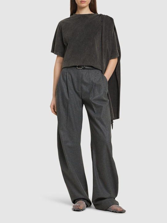 Giuseppe Di Morabito: Cotton jersey ruched t-shirt - Black - women_1 | Luisa Via Roma