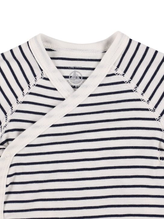 Petit Bateau: Set of 3 cotton jersey bodysuits - White/Blue - kids-boys_1 | Luisa Via Roma