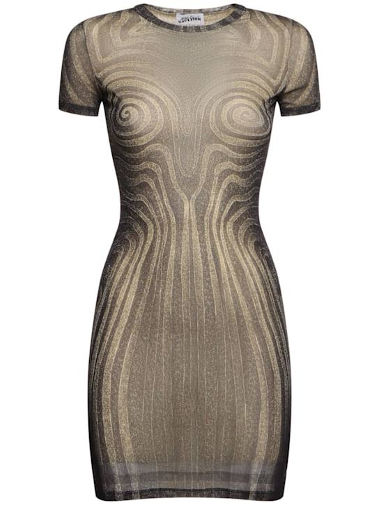 Mesh spiral printed mini dress - Thumbnail 1