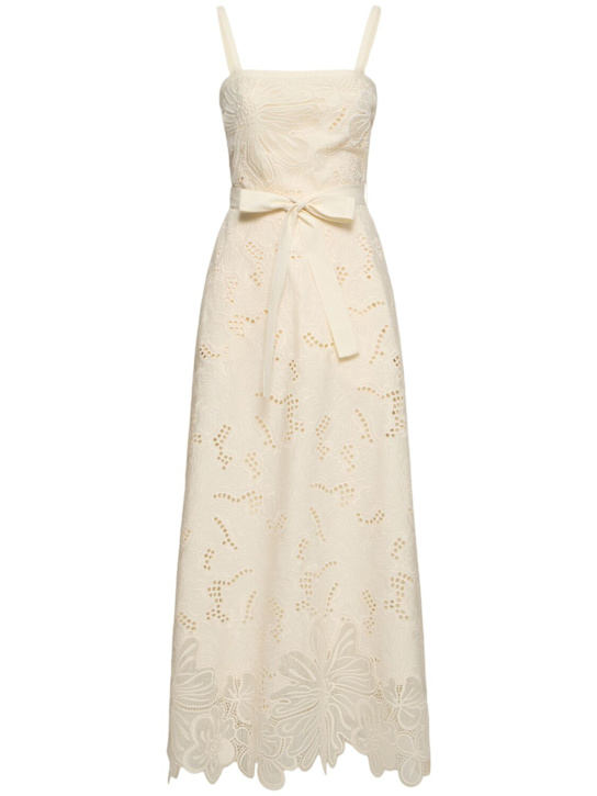 Elie Saab: Embroidered cotton blend long dress - women_0 | Luisa Via Roma