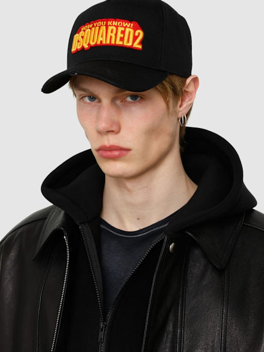 Dsquared2: Dsquared2 cotton baseball hat - Black - men_1 | Luisa Via Roma
