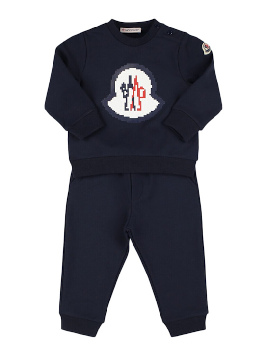 Moncler: Pixel logo sweatpants & sweatshirt - kids-boys_0 | Luisa Via Roma
