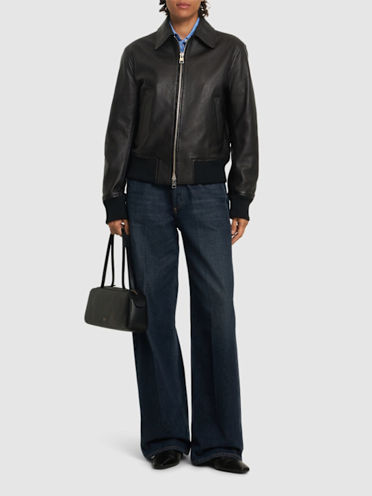 AMI Paris: Zipped leather jacket - women_1 | Luisa Via Roma