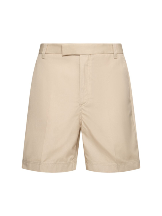 Thom Browne: Utility chino shorts - Khaki - men_0 | Luisa Via Roma