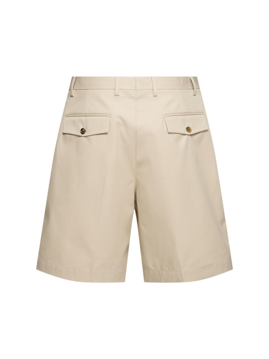 Lardini: Pleated cotton shorts - Beige - men_3 | Luisa Via Roma