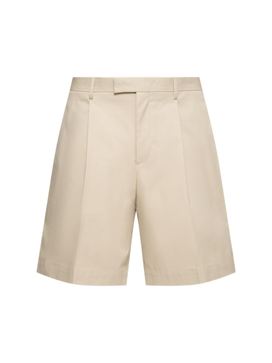 Lardini: Pleated cotton shorts - Beige - men_0 | Luisa Via Roma