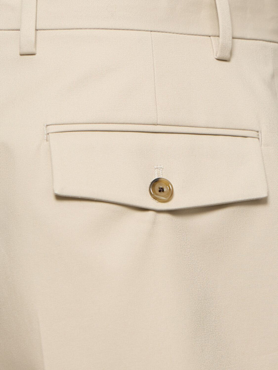 Lardini: Pleated cotton shorts - Beige - men_4 | Luisa Via Roma