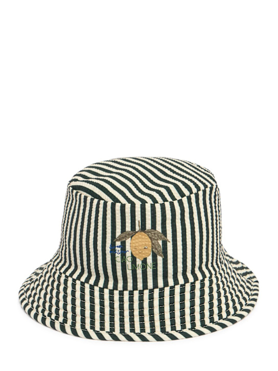 Konges Sløjd: Striped sun hat - White/Black - kids-boys_0 | Luisa Via Roma
