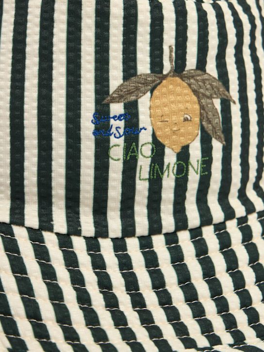 Konges Sløjd: Striped sun hat - White/Black - kids-boys_1 | Luisa Via Roma