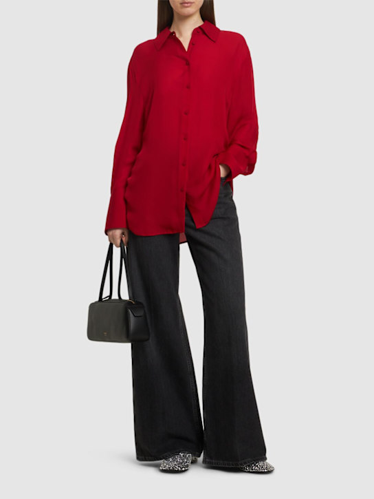 ANINE BING: Bridget silk viscose georgette shirt - Red - women_1 | Luisa Via Roma