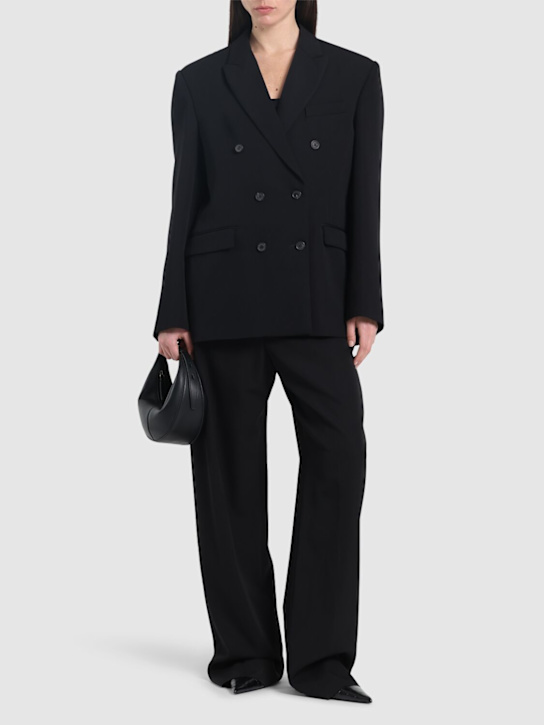 Wardrobe.nyc: Double breasted wool blazer - Black - women_1 | Luisa Via Roma