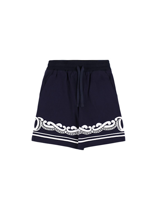 Dolce&Gabbana: Printed cotton sweat shorts - Dark Blue - kids-boys_0 | Luisa Via Roma