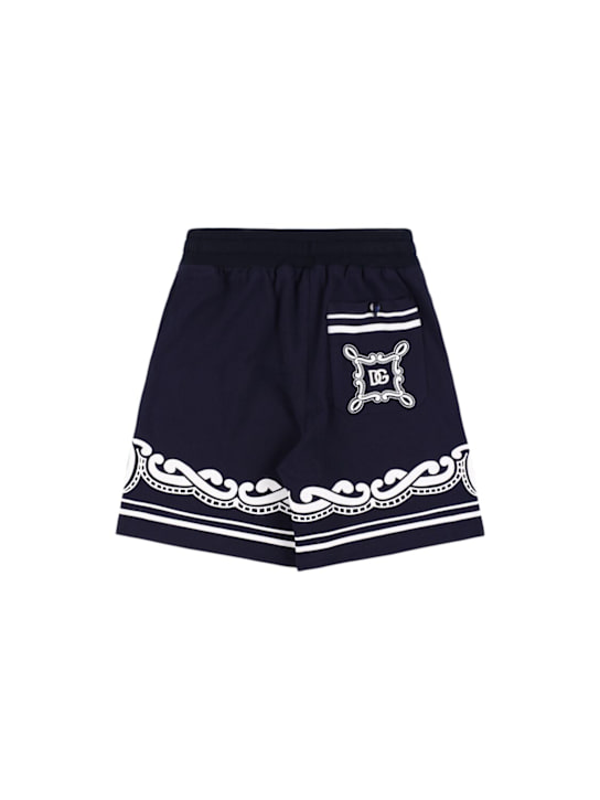 Dolce&Gabbana: Printed cotton sweat shorts - Dark Blue - kids-boys_2 | Luisa Via Roma