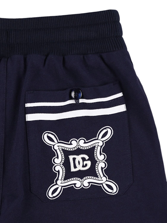 Dolce&Gabbana: Printed cotton sweat shorts - Dark Blue - kids-boys_1 | Luisa Via Roma