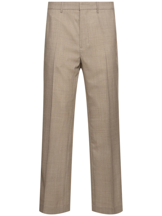 AMI Paris: Straight fit wool pants - Ash - men_0 | Luisa Via Roma