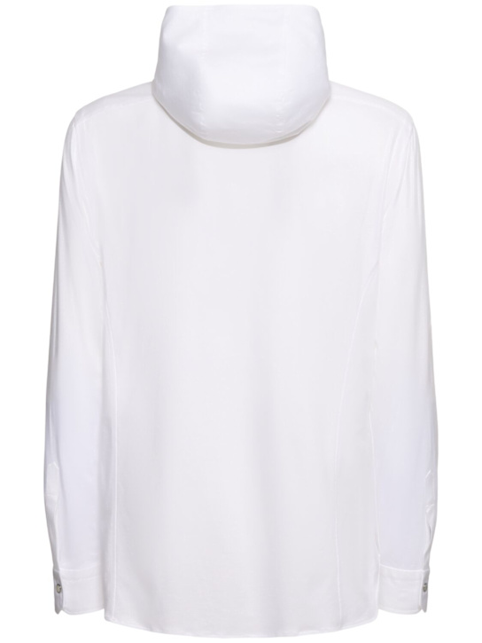 Kiton: Hooded cotton denim shirt - White - men_3 | Luisa Via Roma