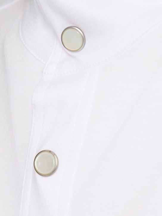 Kiton: Hooded cotton denim shirt - White - men_4 | Luisa Via Roma