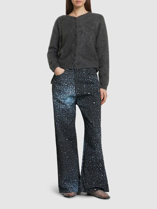 Giuseppe Di Morabito: Embellished denim wide leg jeans - Blue - women_1 | Luisa Via Roma