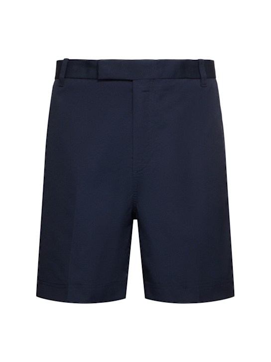 Thom Browne: Utility chino shorts - Navy - men_0 | Luisa Via Roma