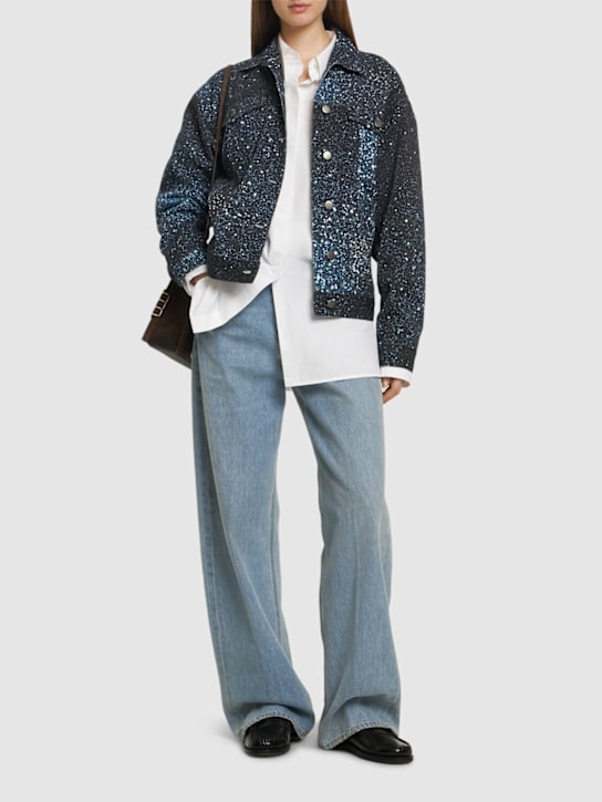Giuseppe Di Morabito: Embellished denim casual jacket - Blue - women_1 | Luisa Via Roma