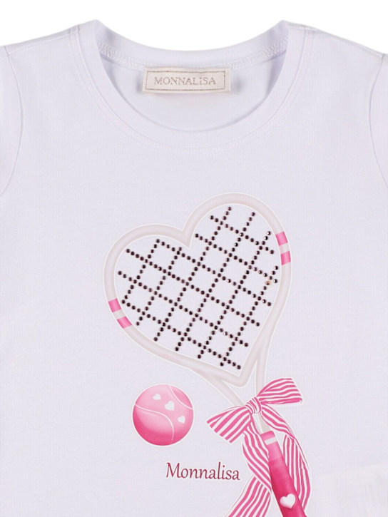 Monnalisa: T-shirt in jersey stampata - Bianco/Rosa - kids-girls_1 | Luisa Via Roma