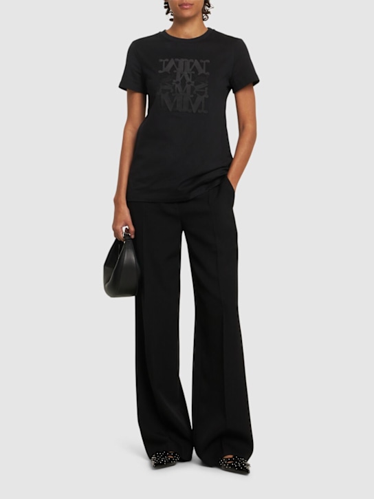 Max Mara: Giovane cotton jersey sateen t-shirt - women_1 | Luisa Via Roma