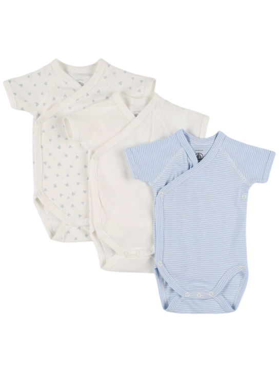 Petit Bateau: Set of 3 cotton jersey bodysuits - kids-boys_0 | Luisa Via Roma