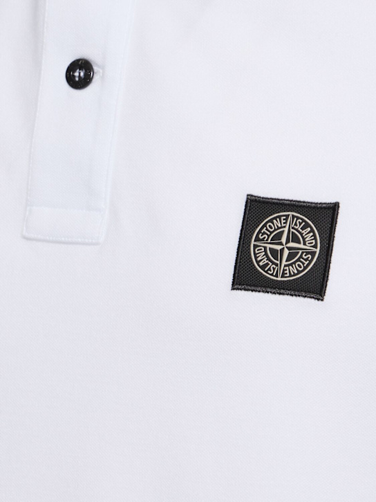 Stone Island: Logo cotton blend polo - White - men_4 | Luisa Via Roma